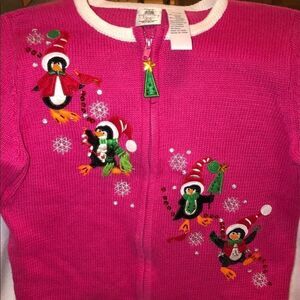 𝅺EUC Girl’s Size XL (16) Vintage Tiara Ugly Christmas Sweater